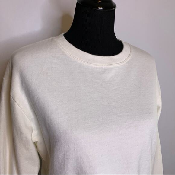 ModCloth cream off white cropped long sleeve sweatshirt Extra Small XS NWT - Picture 2 of 13